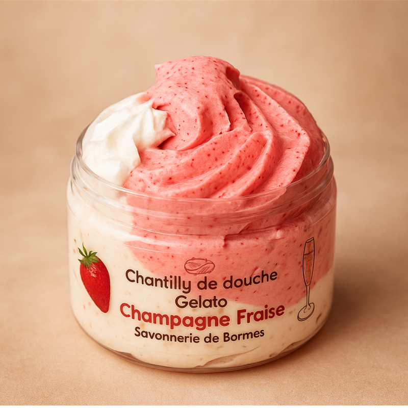 Savon fouetté Champagne Fraise