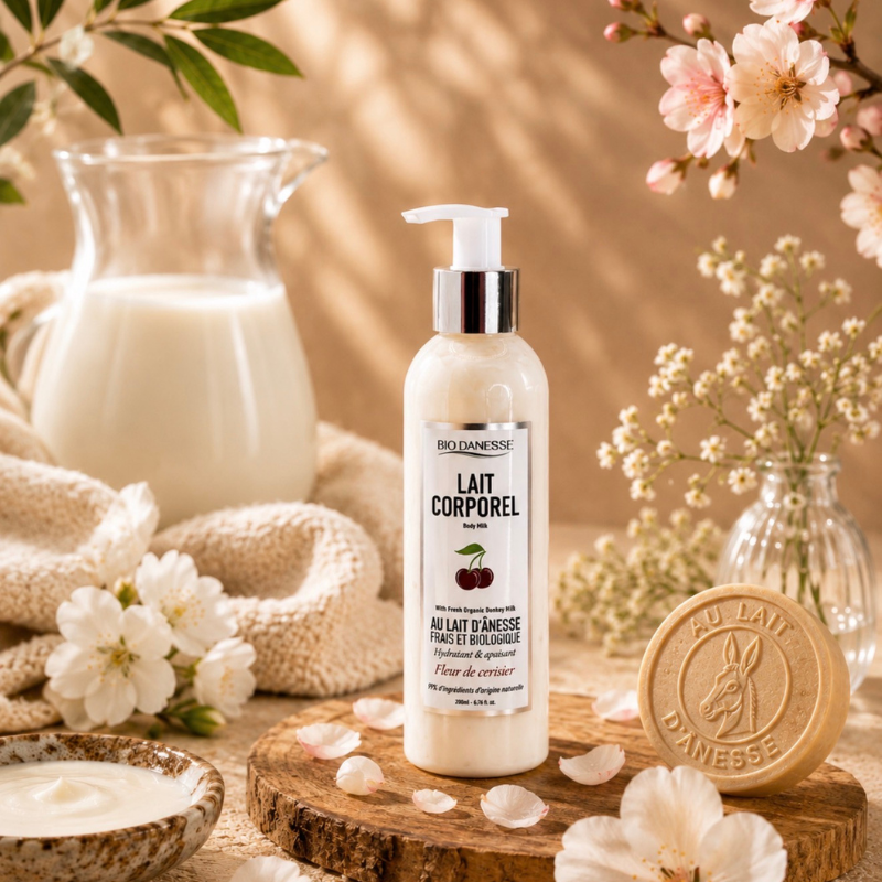 Lait corporel au Lait d'Ânesse Fleur de Cerisier Certifié Bio