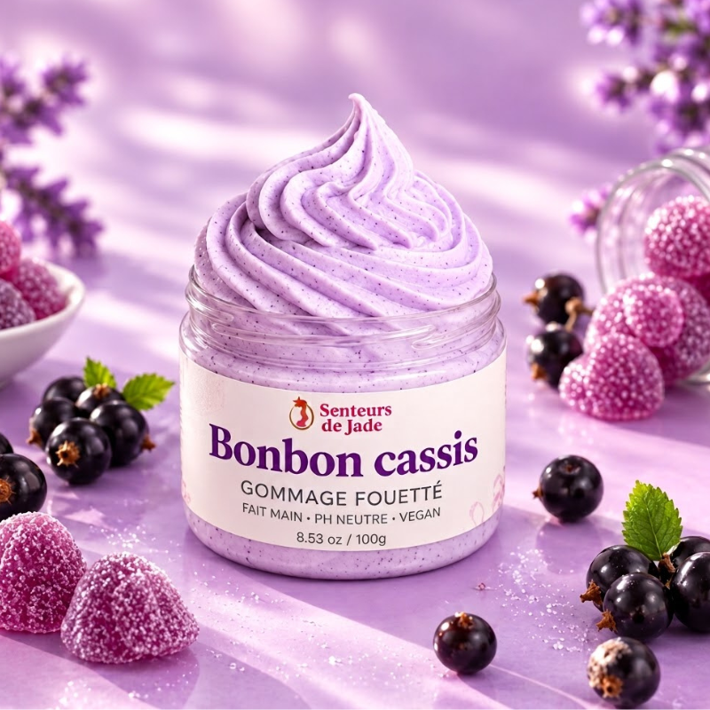 Gommage fouetté au sucre Bonbon Cassis