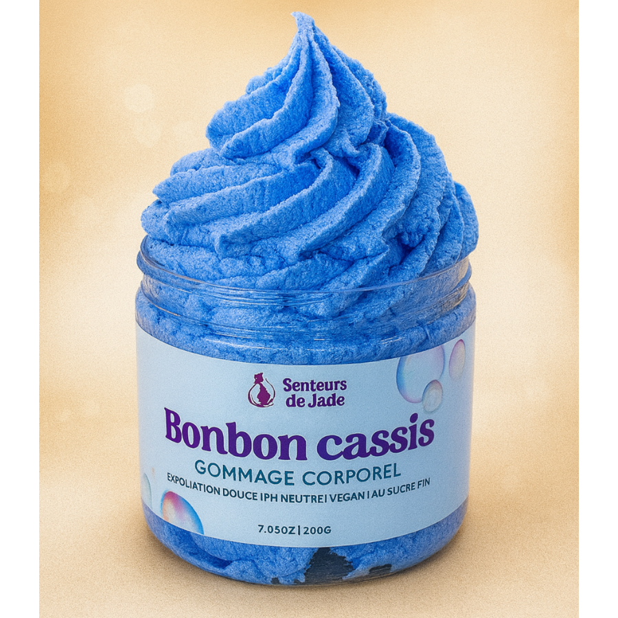 Gommage fouetté au sucre Bonbon Cassis