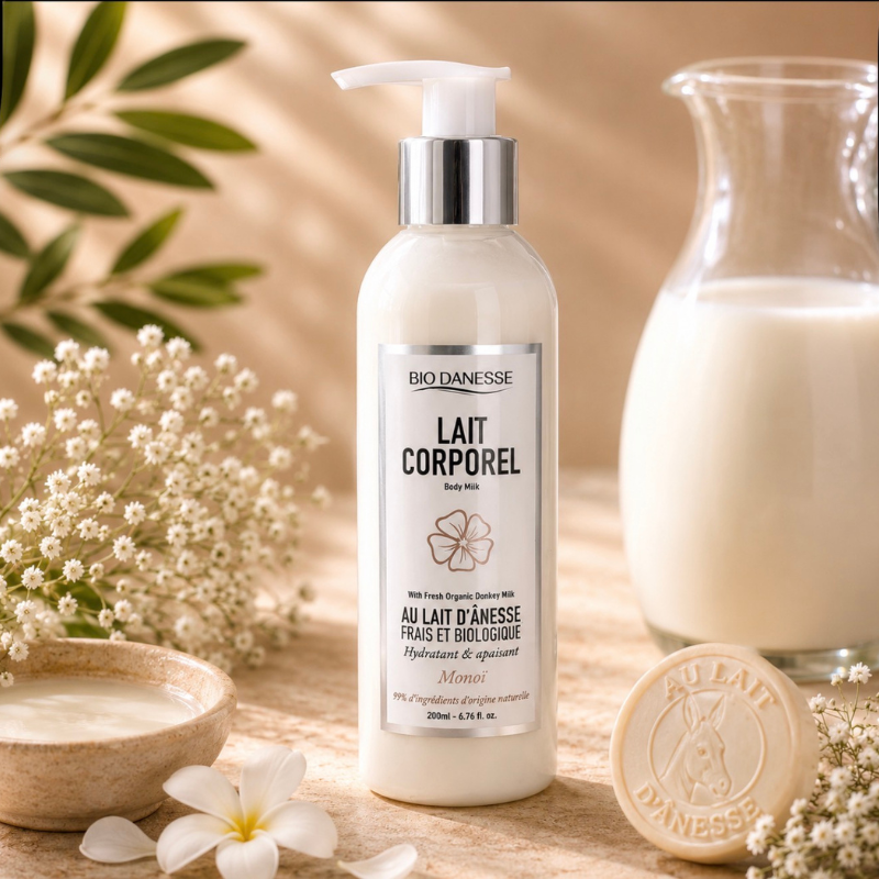 Lait corporel au Lait d'Ânesse Monoï Certifié Bio