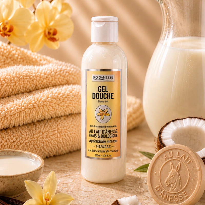 Gel douche au lait d'ânesse Certifié Bio Vanille