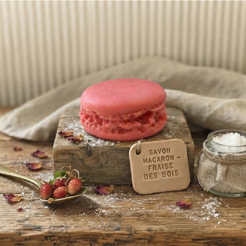 Mini Savon Macaron Fraise Des Bois