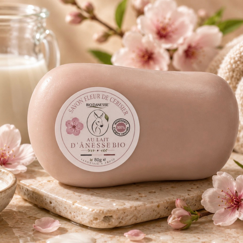 Savon au Lait d'Ânesse frais Certifié Bio Fleur de Cerisier
