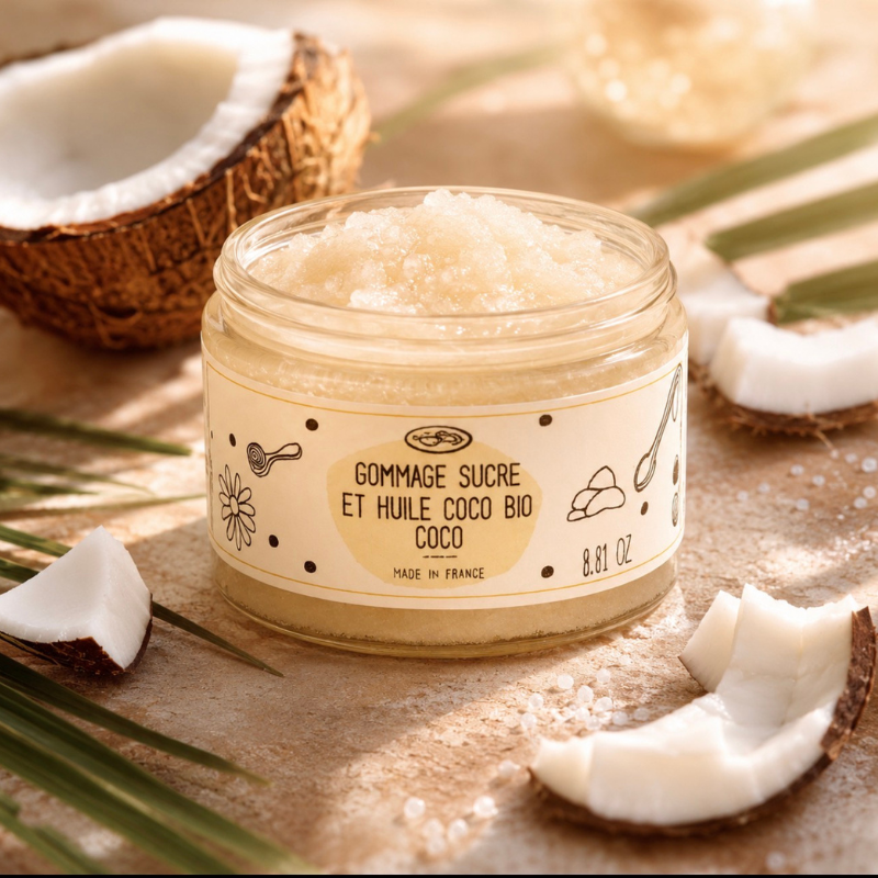 Gommage corporel au sucre à l'huile de coco Bio Coco